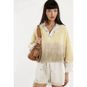We The Free After Midnight Oversized Cropped Tee XS Washed Yellow Slouchy Boxy